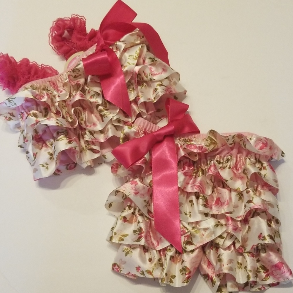 NWT {Stephan Baby} Rose Flapper Top & Shorts Outfit